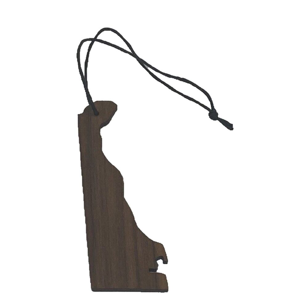 Delaware State Ornament Brown Walnut Wood Handcrafted Holiday Decor Hanger